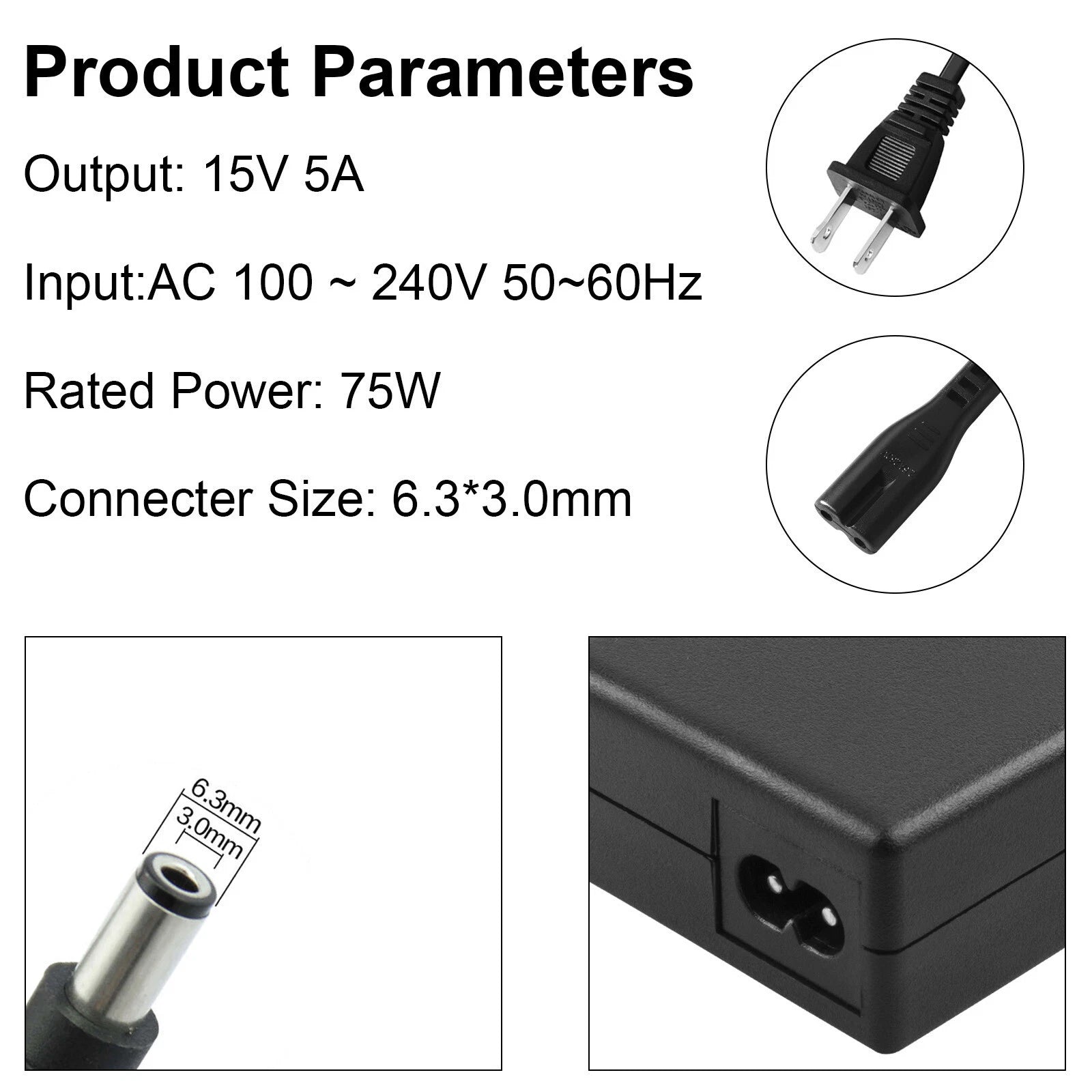 15V 5A AC Adapter Charger Power Supply For Toshiba Tecra A6 A7 A8 A9 A10 Laptop