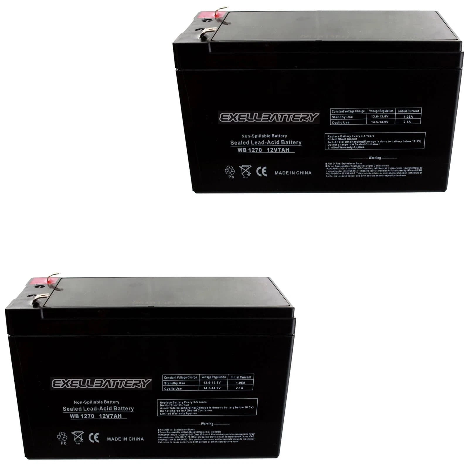 2 Pk - 12V 7AH BATTERY 6-DW-7 12V 7AH SHAOXING HUITONG REPL ping