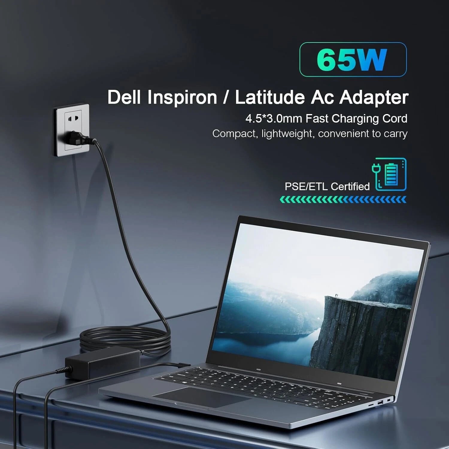 65W AC Adapter Laptop Charger for Dell Inspiron 3501 3520 Latitude 3520 3420