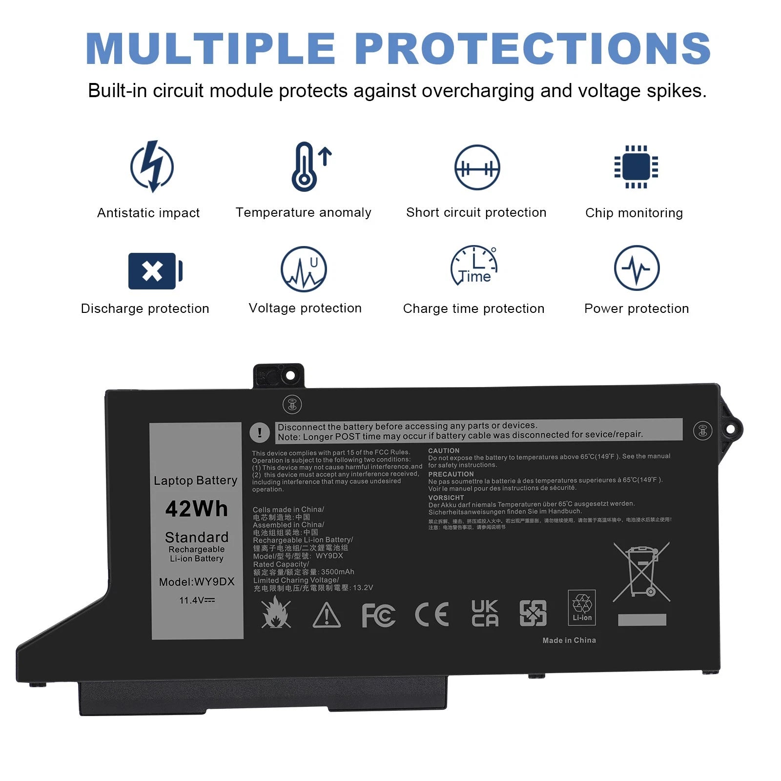 ??LOT Replace WY9DX Battery For Dell Latitude 14 5420 15 5520 Precision 15 3560