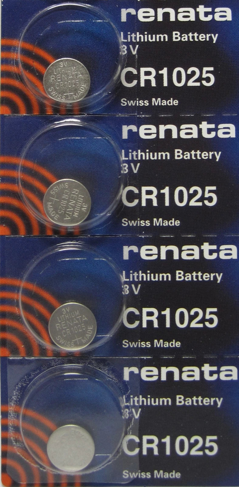 4 Genuine Renata CR1025 3v Lithium 1025 Coin Batteries