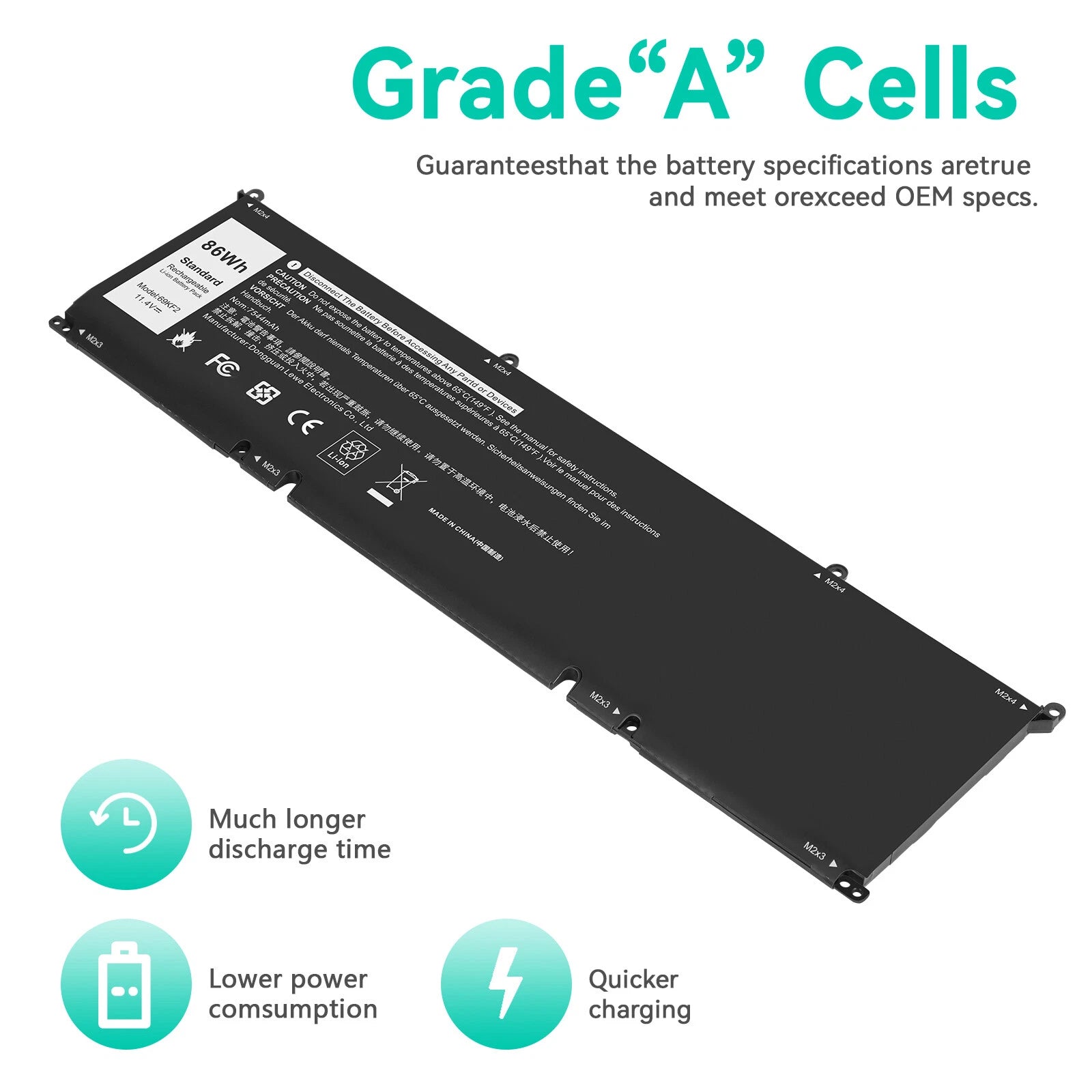 69KF2 Battery For Dell G15 5510 5511 5520 XPS 15 9500 9510 9520 Inspiron 7510