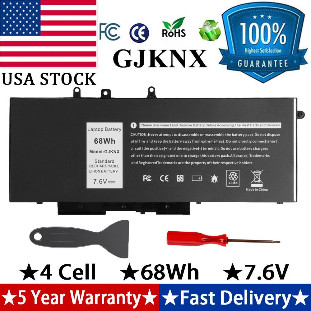 GJKNX Battery For Dell Latitude 5480 5580 5280 5490 5491 5580 5590 5591 Notebook