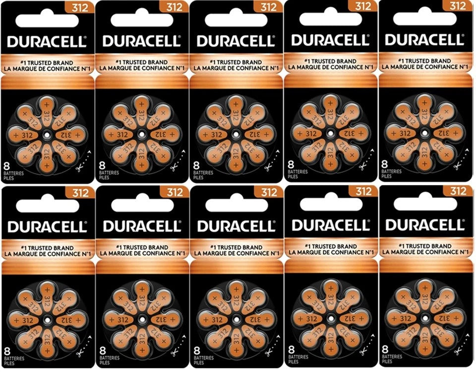Duracell Hearing Aid Batteries Size 312 - Fresh Exp-2028 (32 - 240 Batteries)
