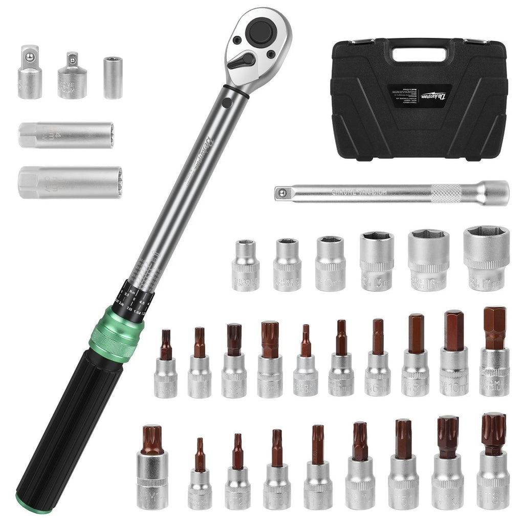 ?32Pcs Torque Wrench Set 3/8" 5-60N.m 72-Tooth+Sockets For Bicycle-2026 Upgraded