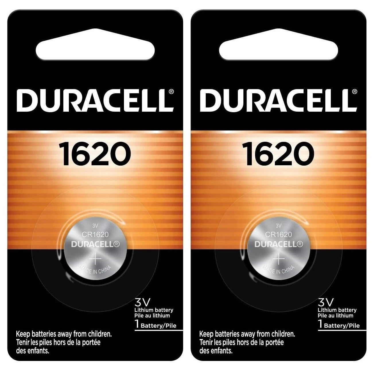 2 1620 Duracell Coin Cell Batteries - Lithium 3V - ( CR1620, ECR1620, DL1620 )