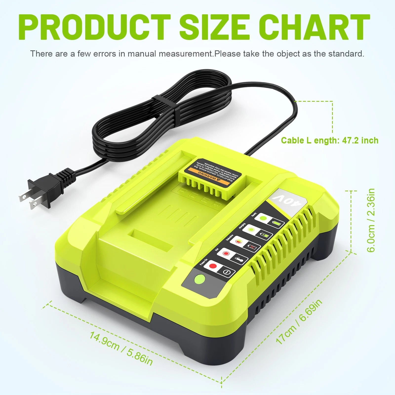 40V Rapid Charger For Ryobi 40 Volt OP406VNM Lithium Battery OP408VNM OP40602