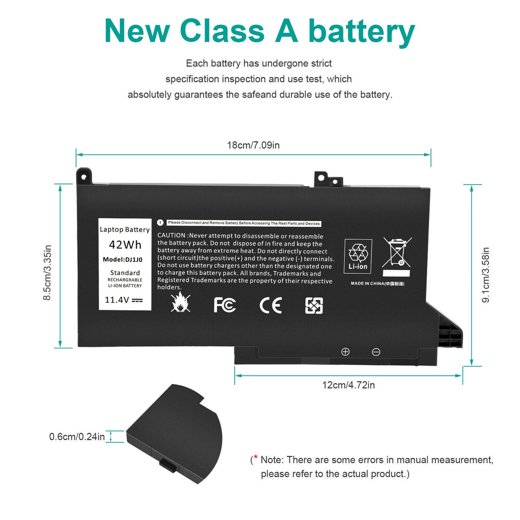Lot 1-30 Battery DJ1J0 For Dell Latitude 7280 7290 7380 7390 7480 7490 3Cells