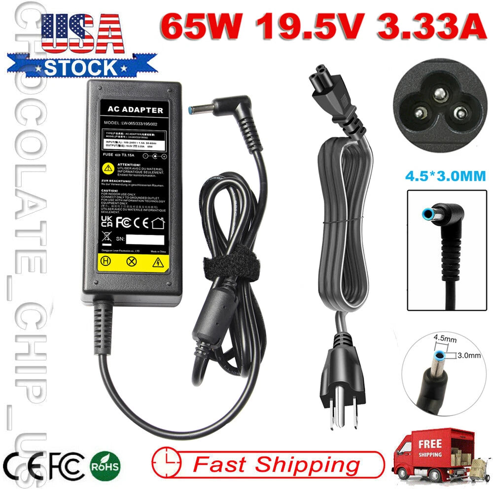 65W For HP Adapter Charger blue tip 19.5V 3.33A Pavilion 710412-001 Power Supply