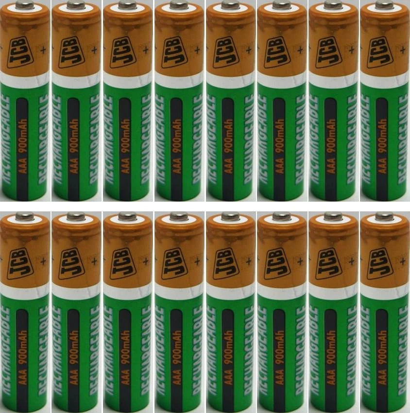 New 16 Pcs 900mAh JCB NiMH AAA Rechargeable Batteries
