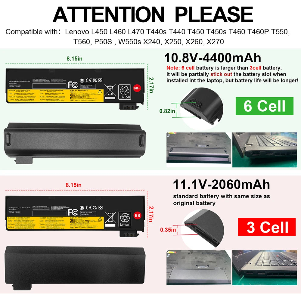 Battery for Lenovo ThinkPad X240 X240S X250 X260 X270 T440 T440S T450 / Charger