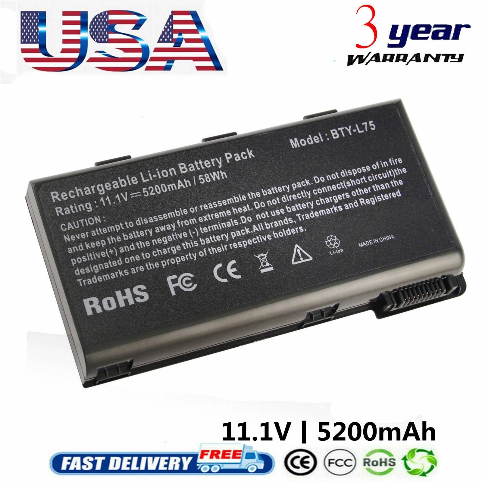 Battery for MSI A5000 A6000 A7200 CR500 CR600 CR610 CR630 CX610X BTY-L74 BTY-L75