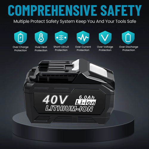 1/2 PACK 40Volt 6.0Ah Battery For Makita 40V Battery XGT BL4025 BL4050 W/ LED