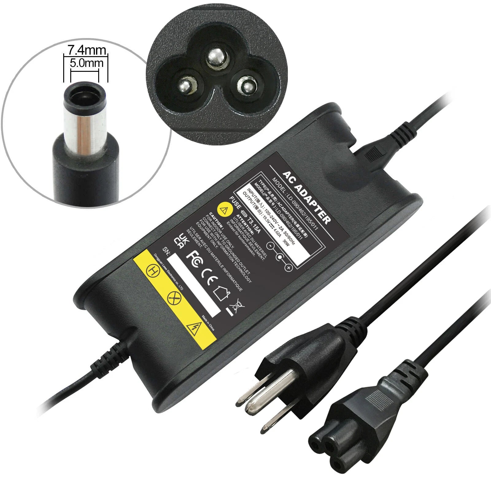 For Dell PA-10 AC Adapter Laptop Charger 19.5V 4.62A 90W Power Supply Cord US