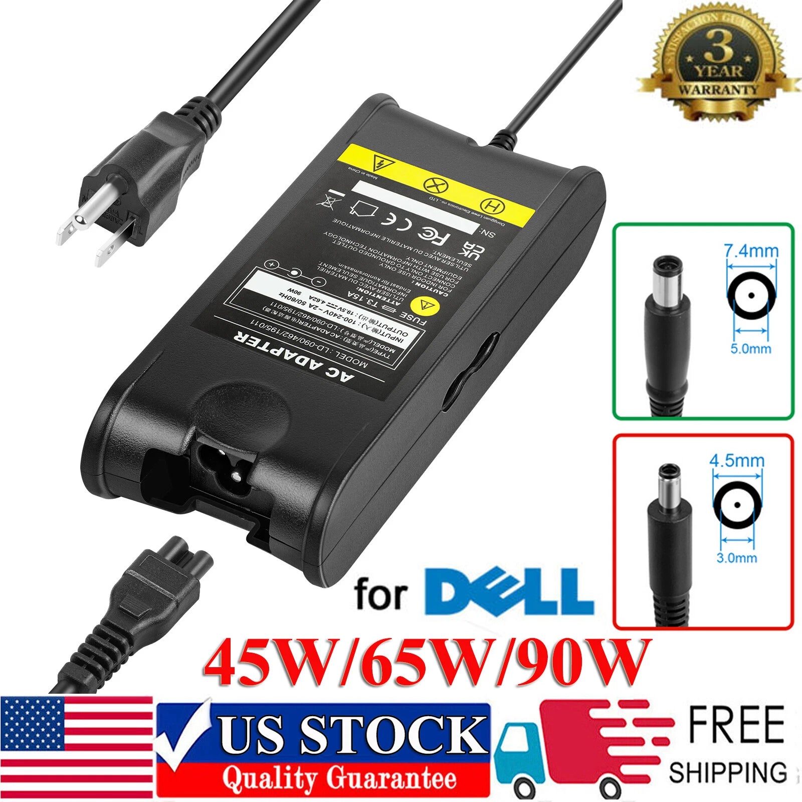 AC Power Adapter Charger For Dell Latitude Inspiron Series PA-12 7.4mm/4.5mm Cod