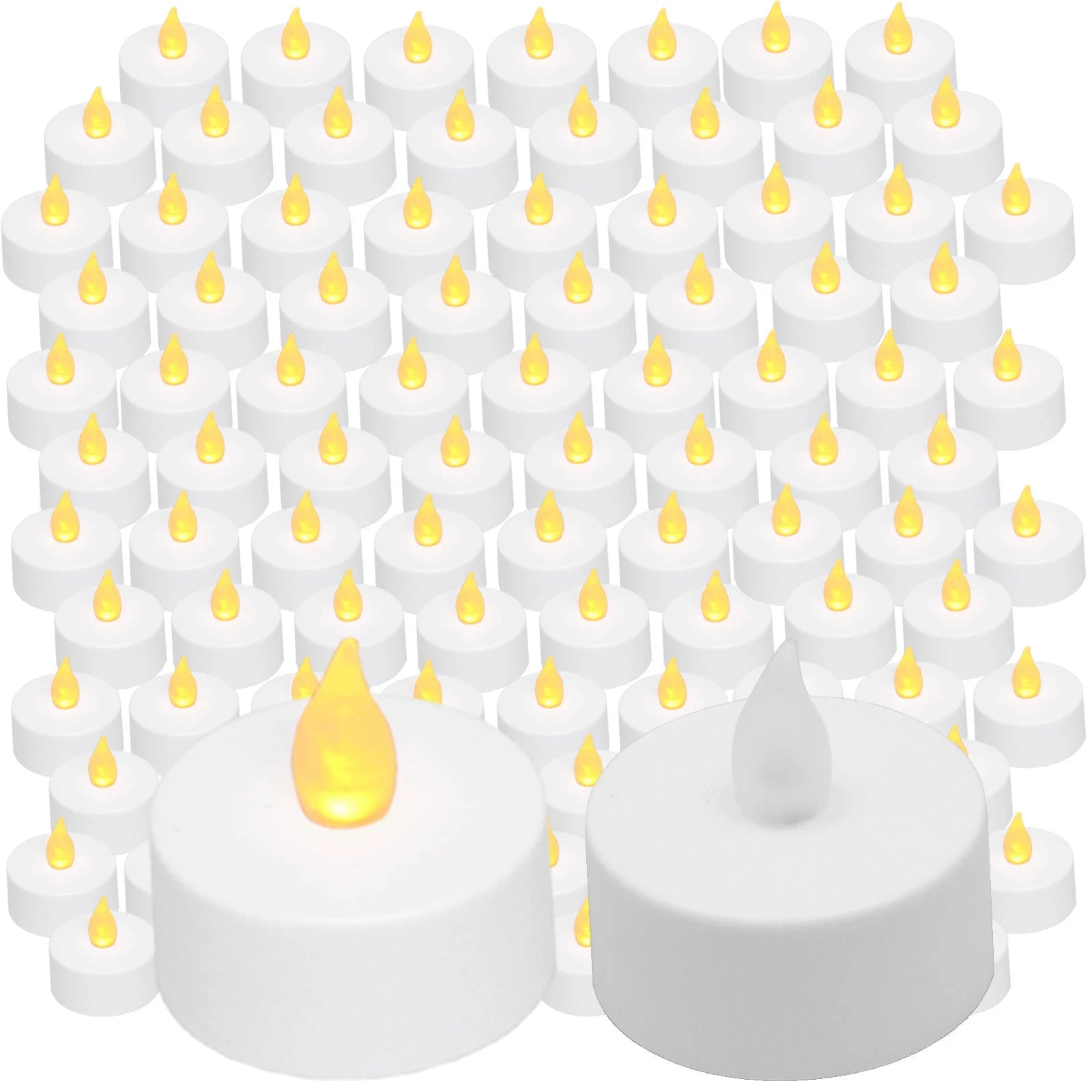 100 pcs AMBER Led Tea Light Flameless Battery Candles Wedding Party Romantic