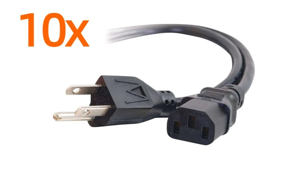 x10 C2G 10ft(3.04m) 18 AWG Universal Power Cord, NEMA 5-15P to IEC320C13 #03134