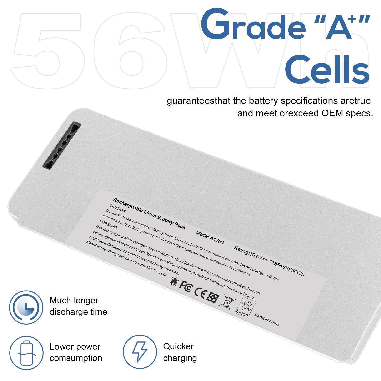 A1280 A1278 Battery For Apple MacBook 13 inch Aluminum Unibody 2008 MB771 MB466
