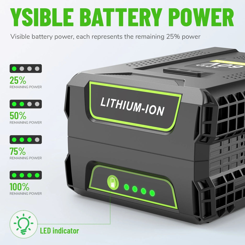 1-2X Battery for Greenworks Pro 60V 5.0Ah LB60A02 Li-Ion Battery LB60A01 LB60A04