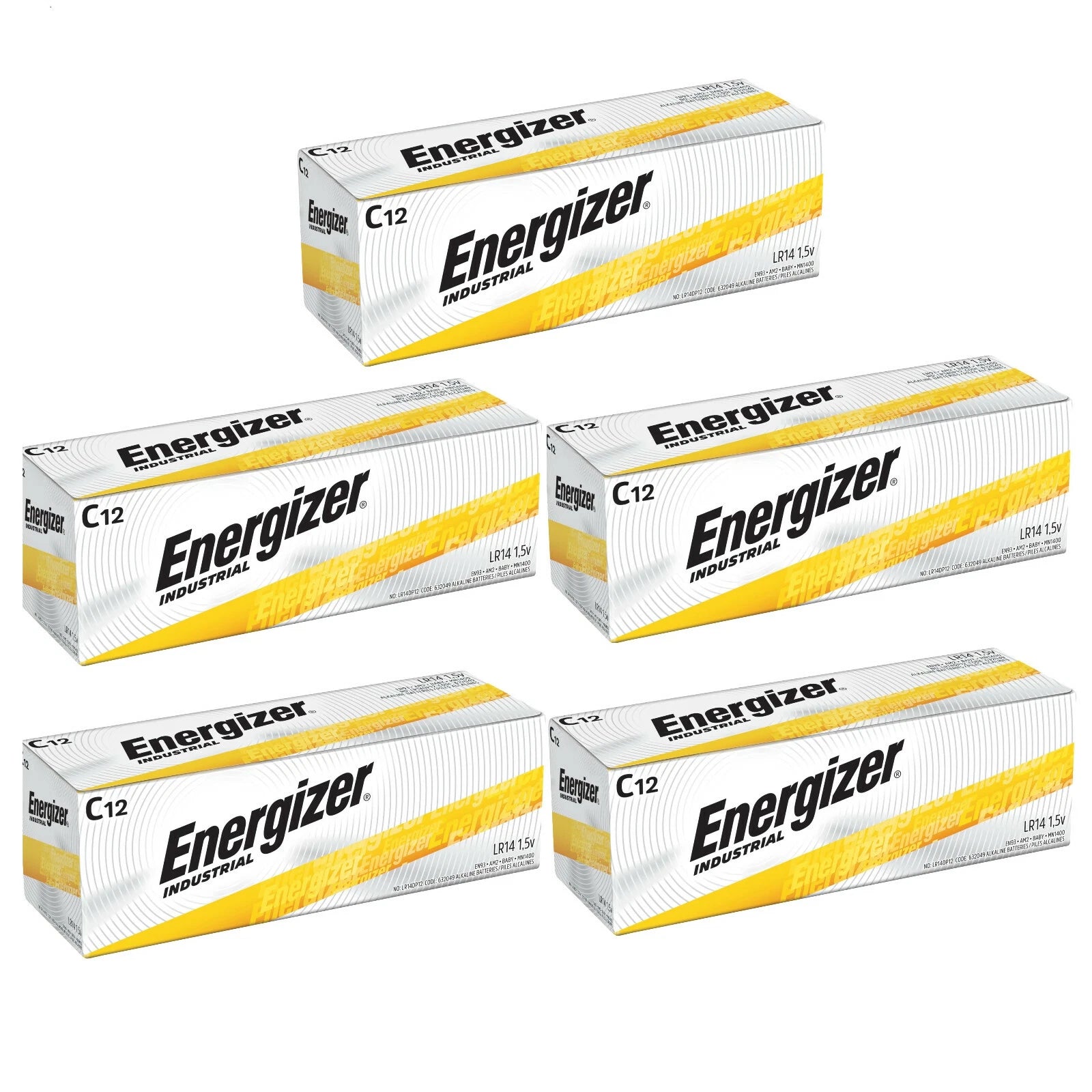 60 Energizer Industrial C Alkaline Batteries (EN93, LR14)