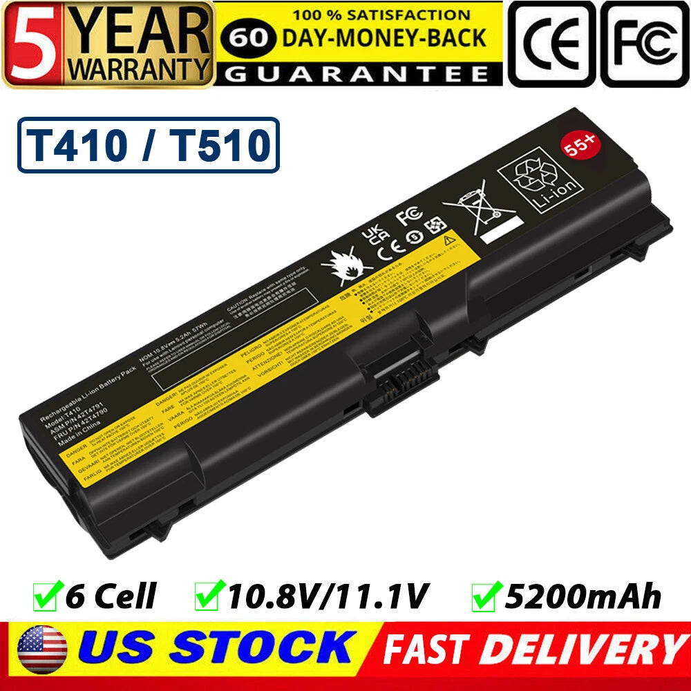 For Lenovo Battery 42T4798 42T4799 T410 T420 T510 T520 W510 W520 SL410 L510 55++