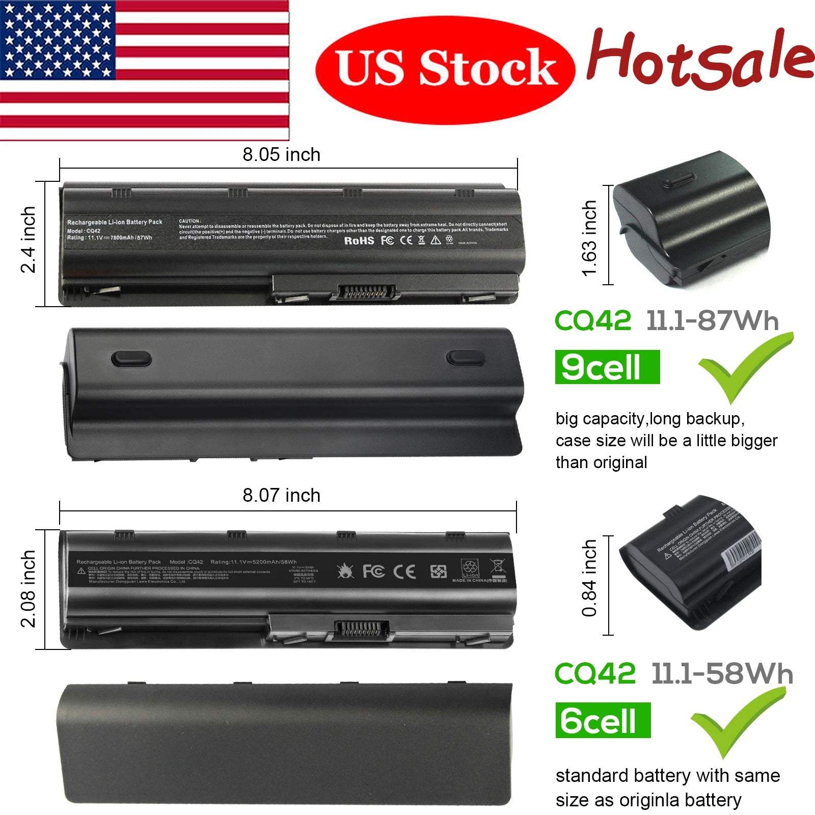 6/9Cells Battery for HP Pavilion 593553-001 MU06 MU09 G4 G6 G7 G62 CQ42 CQ56