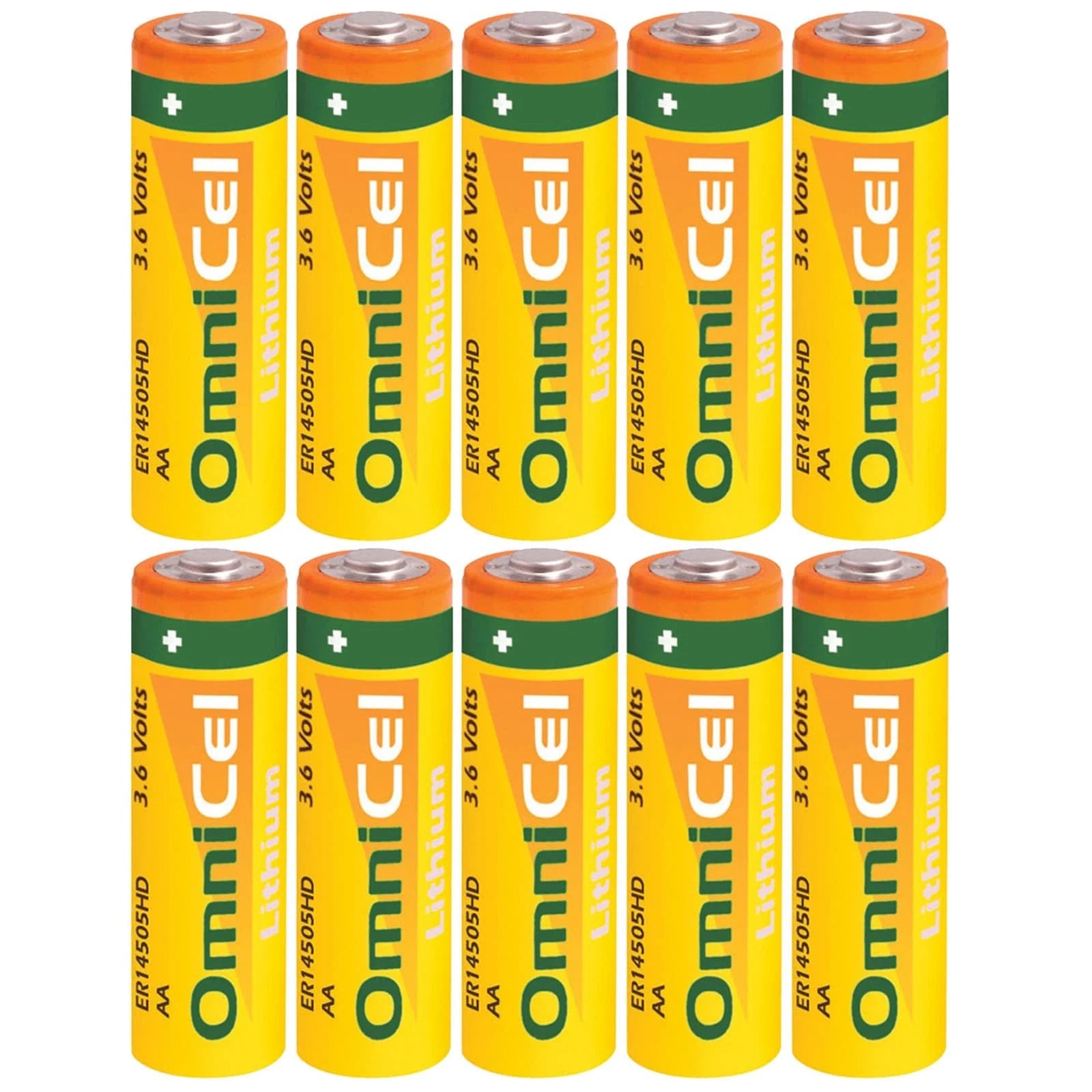 10x OmniCel ER14505HD 3.6V Sz AA Lithium Standard Terminal Battery