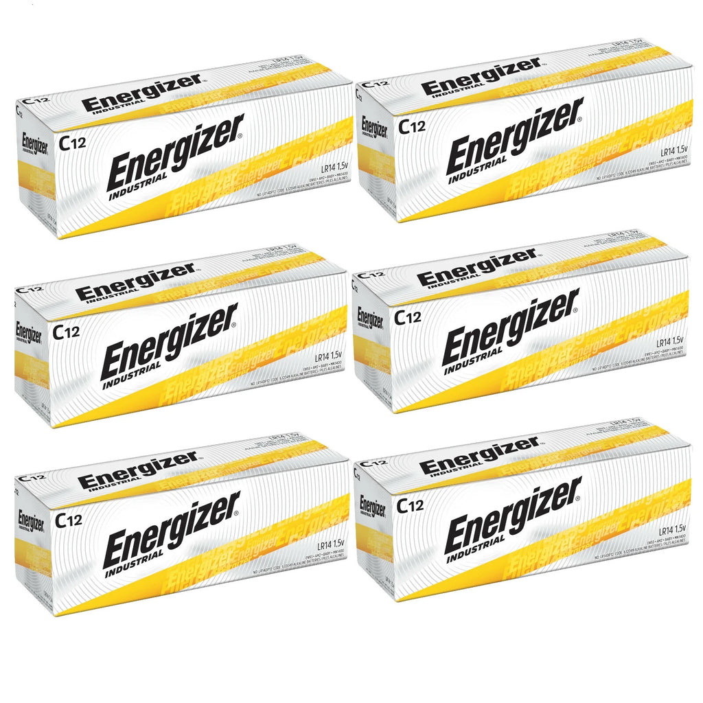 72 Energizer Industrial C Alkaline Batteries (EN93, LR14)