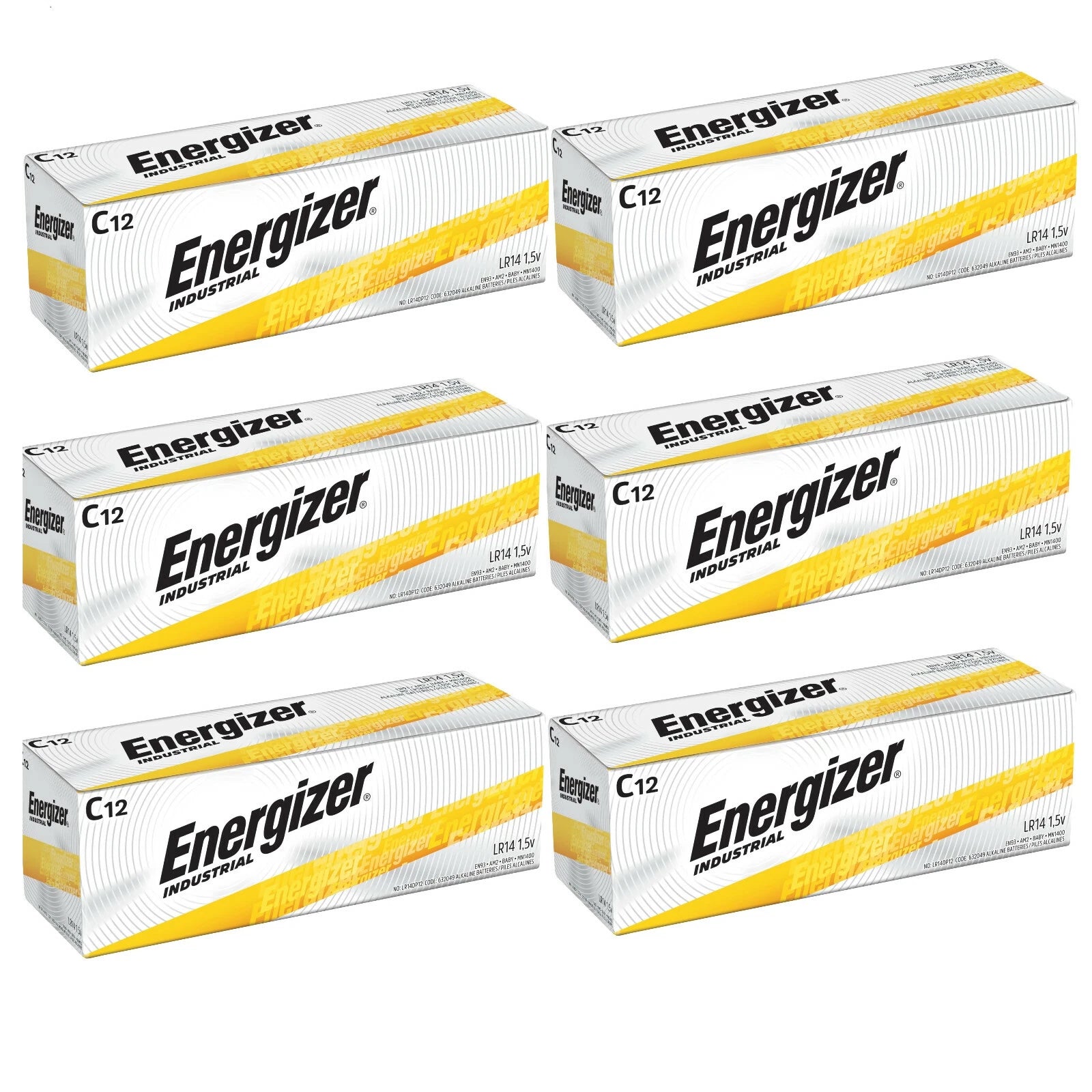 72 Energizer Industrial C Alkaline Batteries (EN93, LR14)