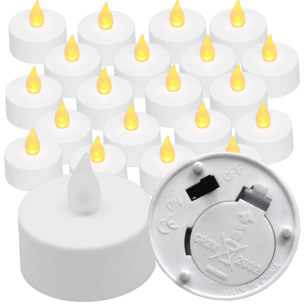 Qty 20 Battery Operated, Flickering AMBER LED Tealights Tea Lights Flameless