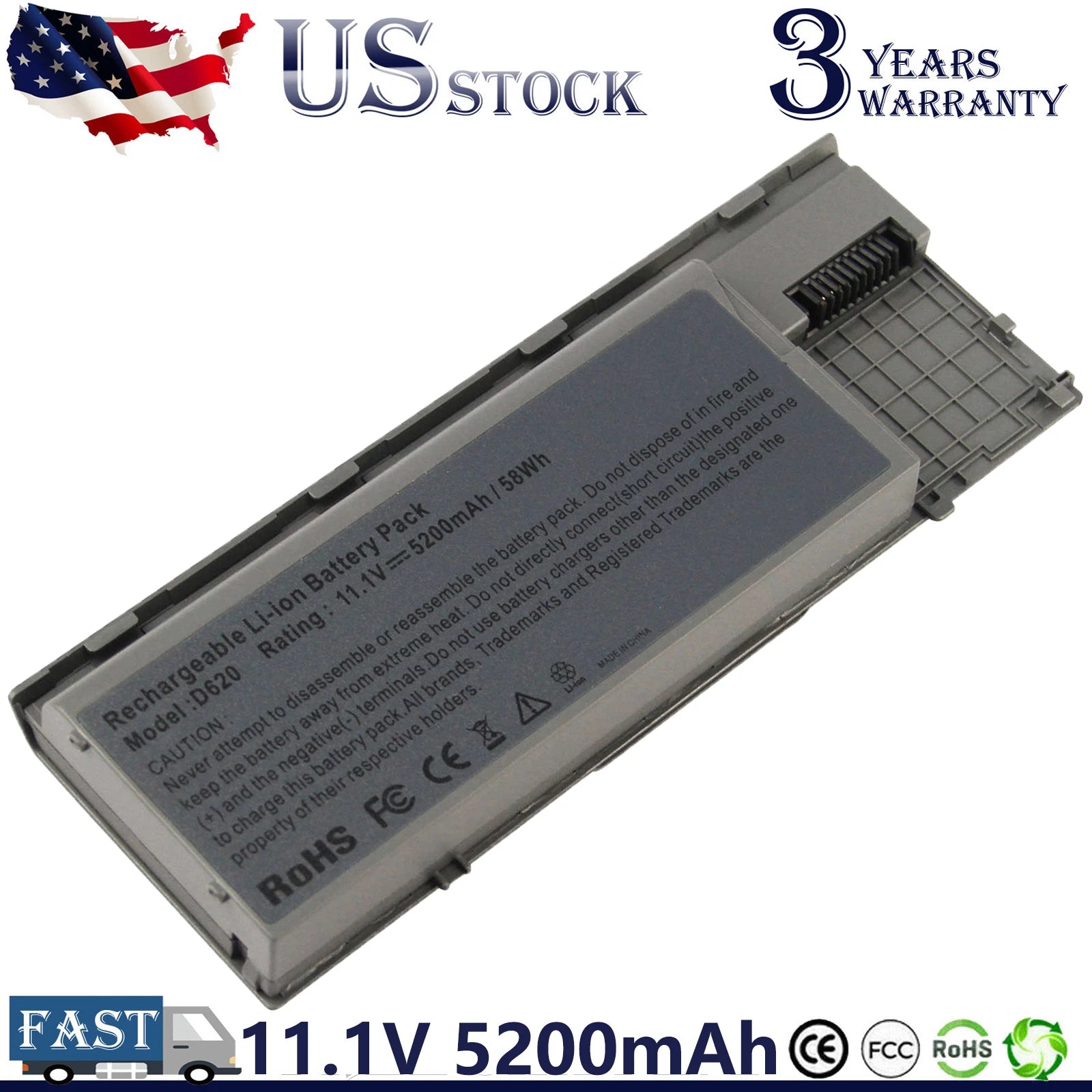 D620 Battery for Dell Latitude D630 D631 D640 M2300 TYPE PC764 TC030 5200mAh