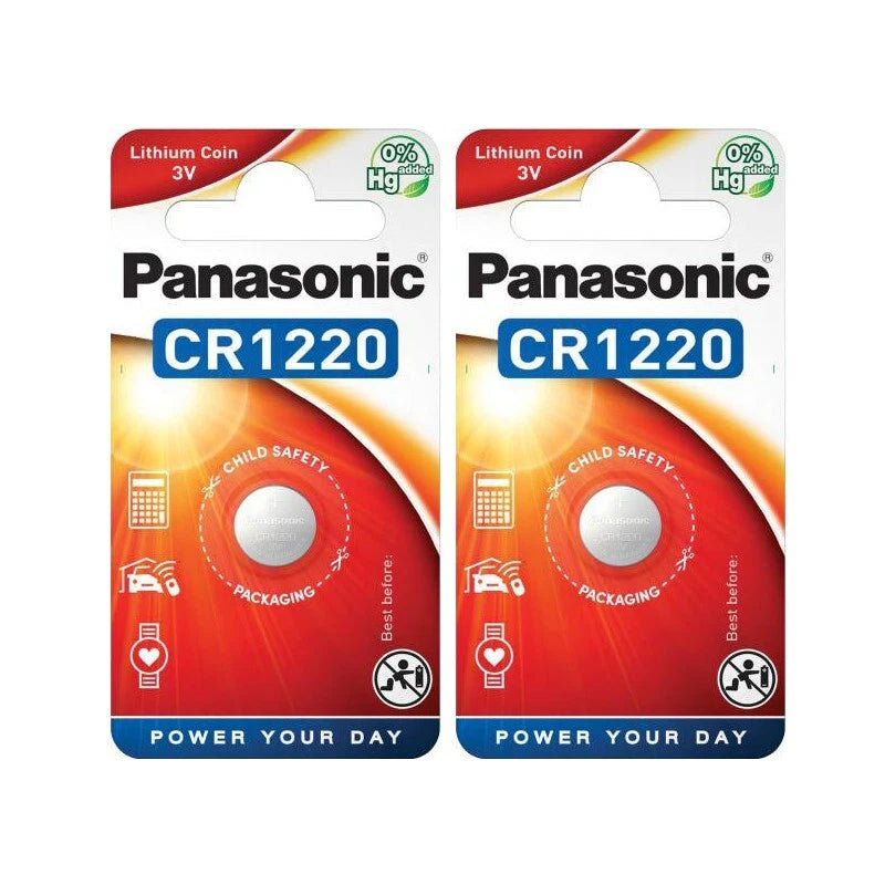 2 Pack Panasonic CR1220 1220 Lithium 3V Coin Cell Battery