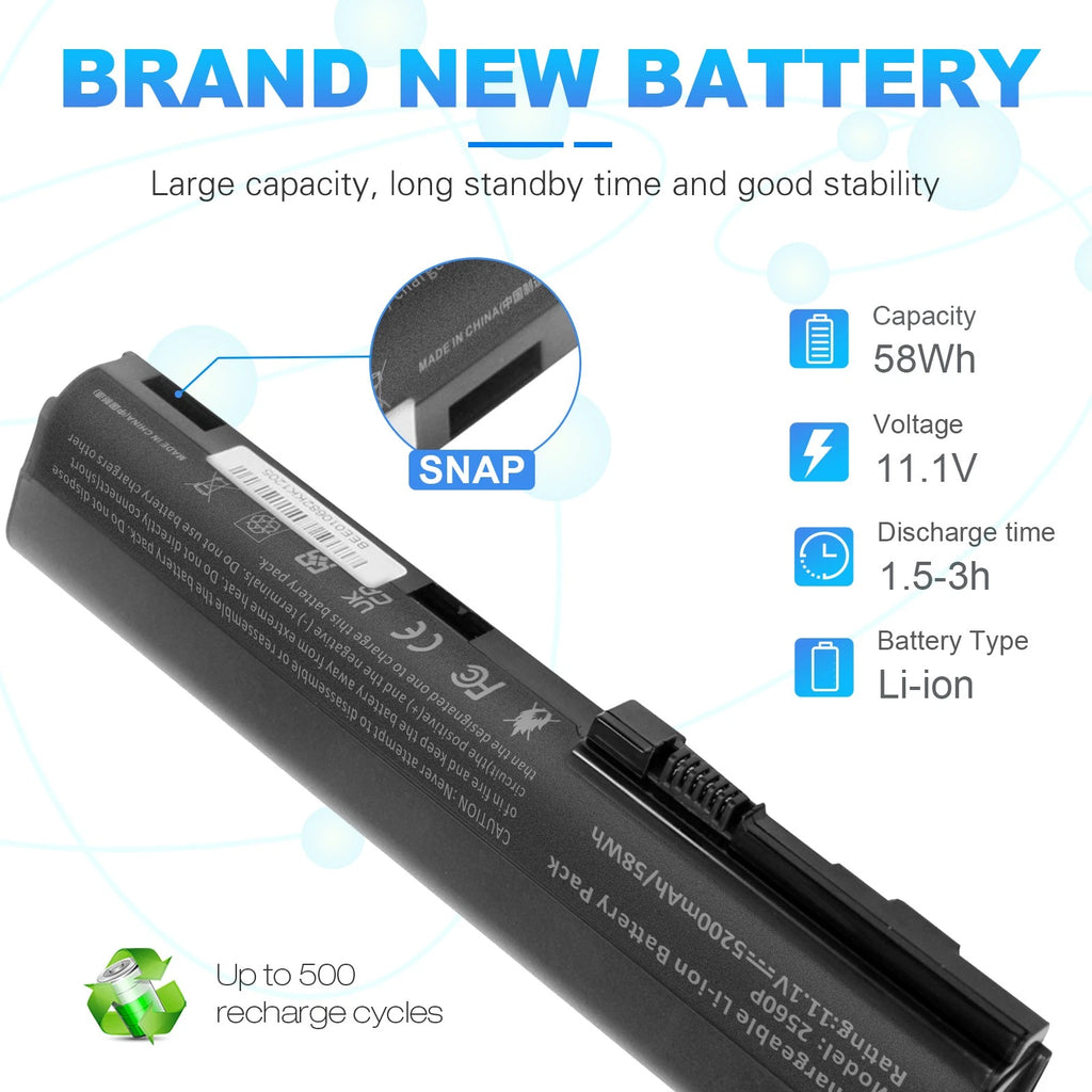 For HP EliteBook 2560P 2570P SX06 SX03 NOTEBOOK BATTERY - 632421-001 632419-001