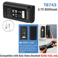 ?8000mAh Battery For Eufy Video Doorbell E340/C31 With Fast Charging USB-C Cable