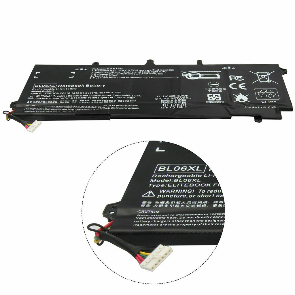BL06XL Battery for HP EliteBook Folio 1040 G0 G1 G2 HSTNN-DB5D HSTNN-W02C 42Wh