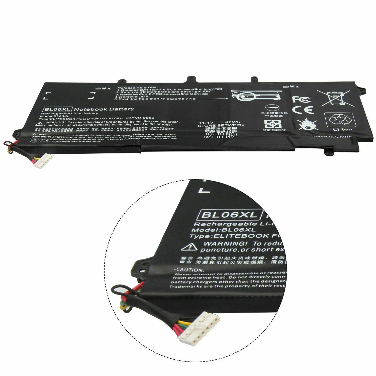 BL06XL Battery for HP EliteBook Folio 1040 G0 G1 G2 HSTNN-DB5D HSTNN-W02C 42Wh