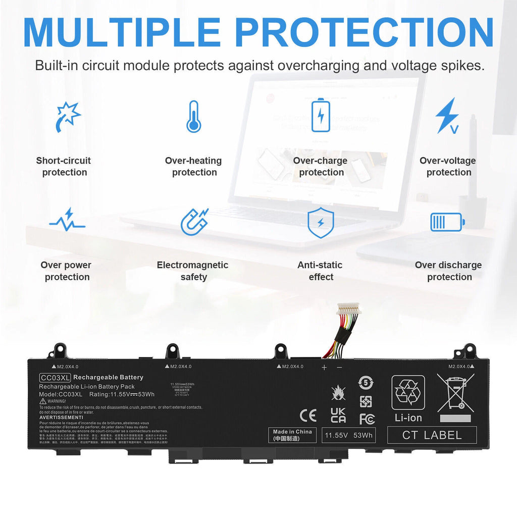 CC03XL Battery for HP EliteBook 830 835 840 845 G7/G8 L77608-421 L77608-1C1 53Wh