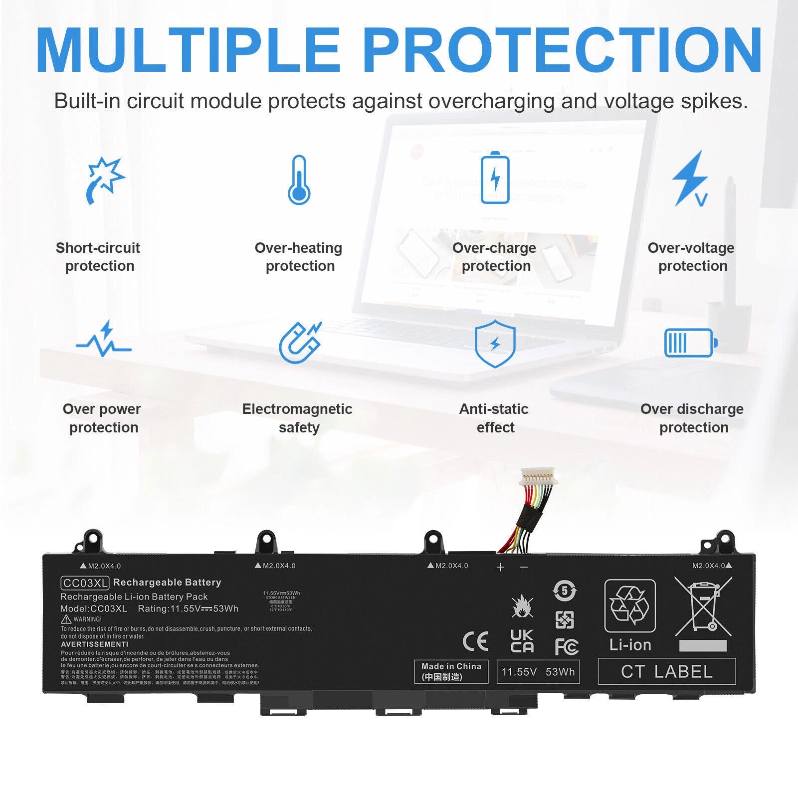 CC03XL Battery for HP EliteBook 830 835 840 845 G7/G8 L77608-421 L77608-1C1 53Wh