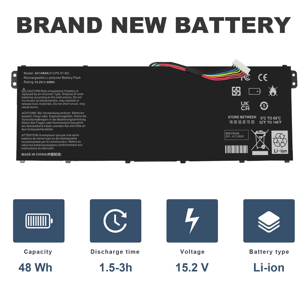 Laptop Battery For Acer Nitro 5 AN515-51 AN515-52 AN515-53 AC14B8K Notebook PC