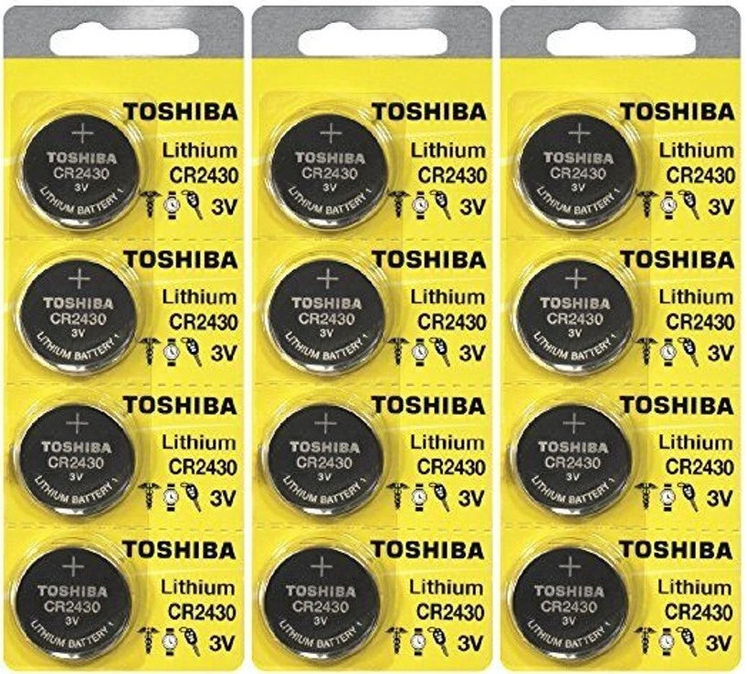 12 Toshiba CR2430 2430 3 Volt Lithium Coin 3V Batteries