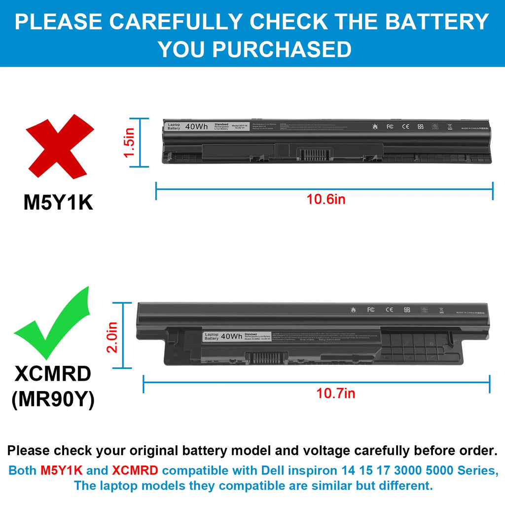 40Wh Battery XCMRD For Dell Inspiron 15R-5521 15 3521 14 N3421 5421 Series