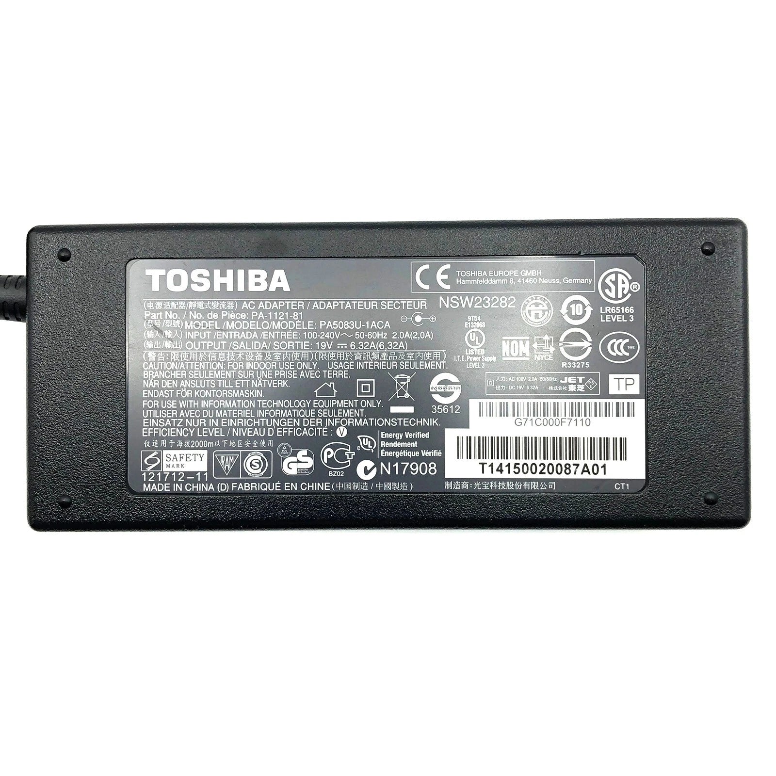 NEW Genuine Toshiba 120W 19V AC Adapter PA3290U-2ACA Laptop Power Supply