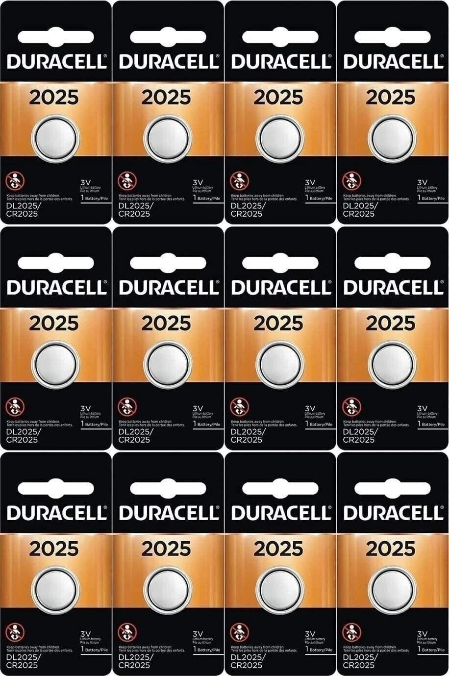 12-Pack Duracell 2025 Batteries 3.0 Volt Lithium Coin Button