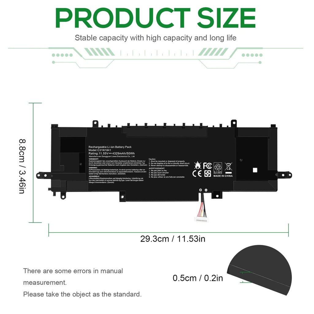 C31N1841 Battery for ASUS ZenBook UX333FAC UX334FA UM433DA UX434F Q427 Q427FL