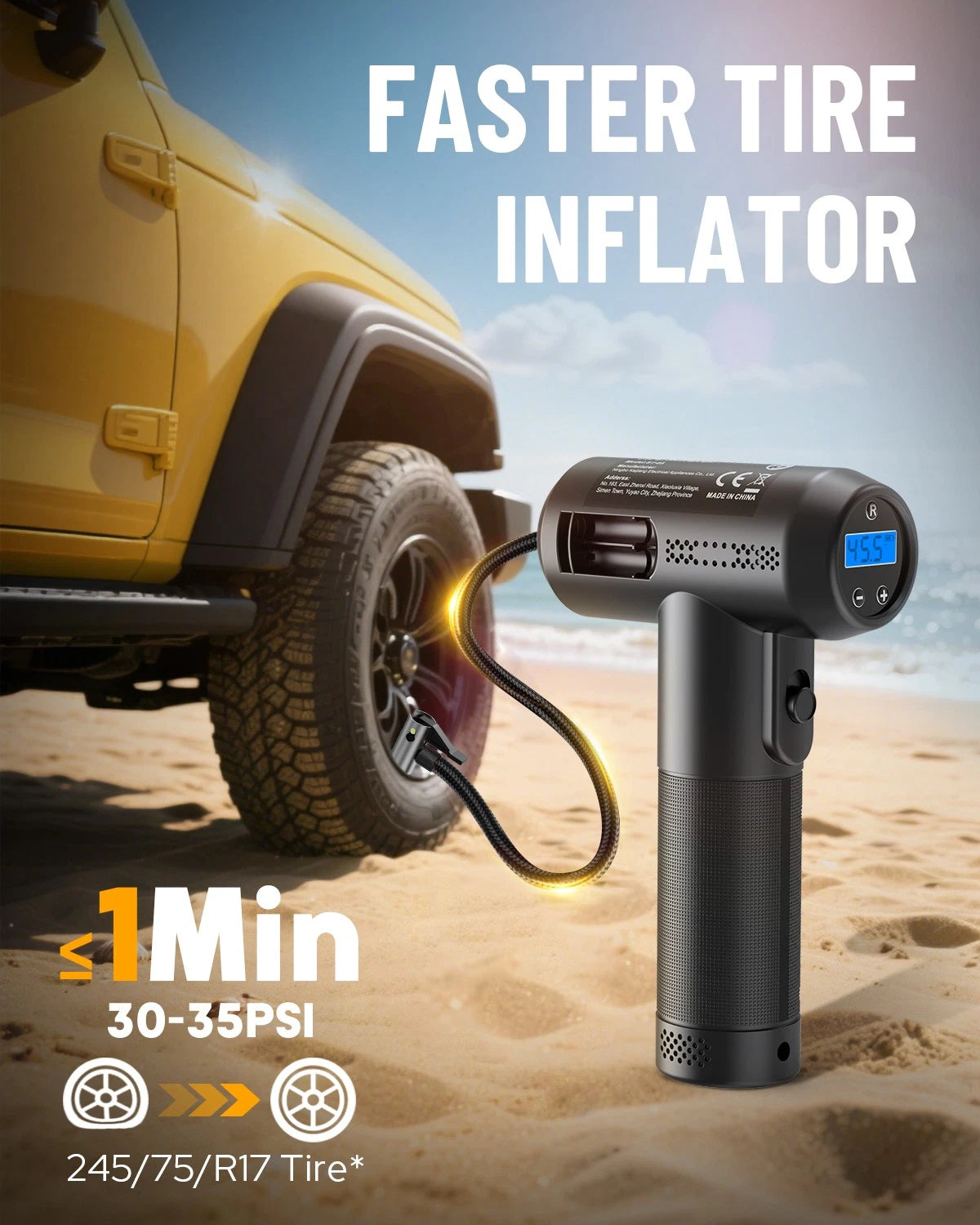 Car Tyre Inflator Cordless Digital USB Rechargeable Tire Air Compressor Pump