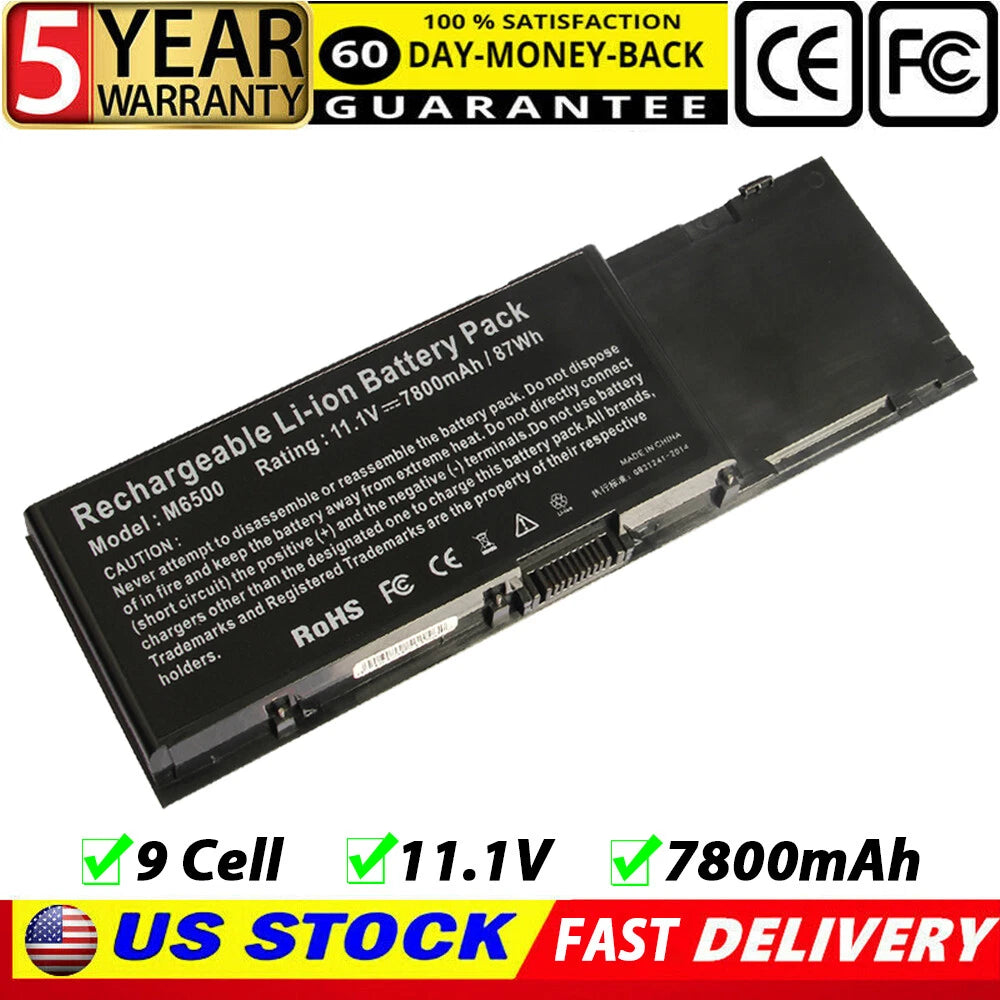 Battery for Dell Precision M6400 M6500 8M039 C565C DW842 F678F 312-0873 7800mAh