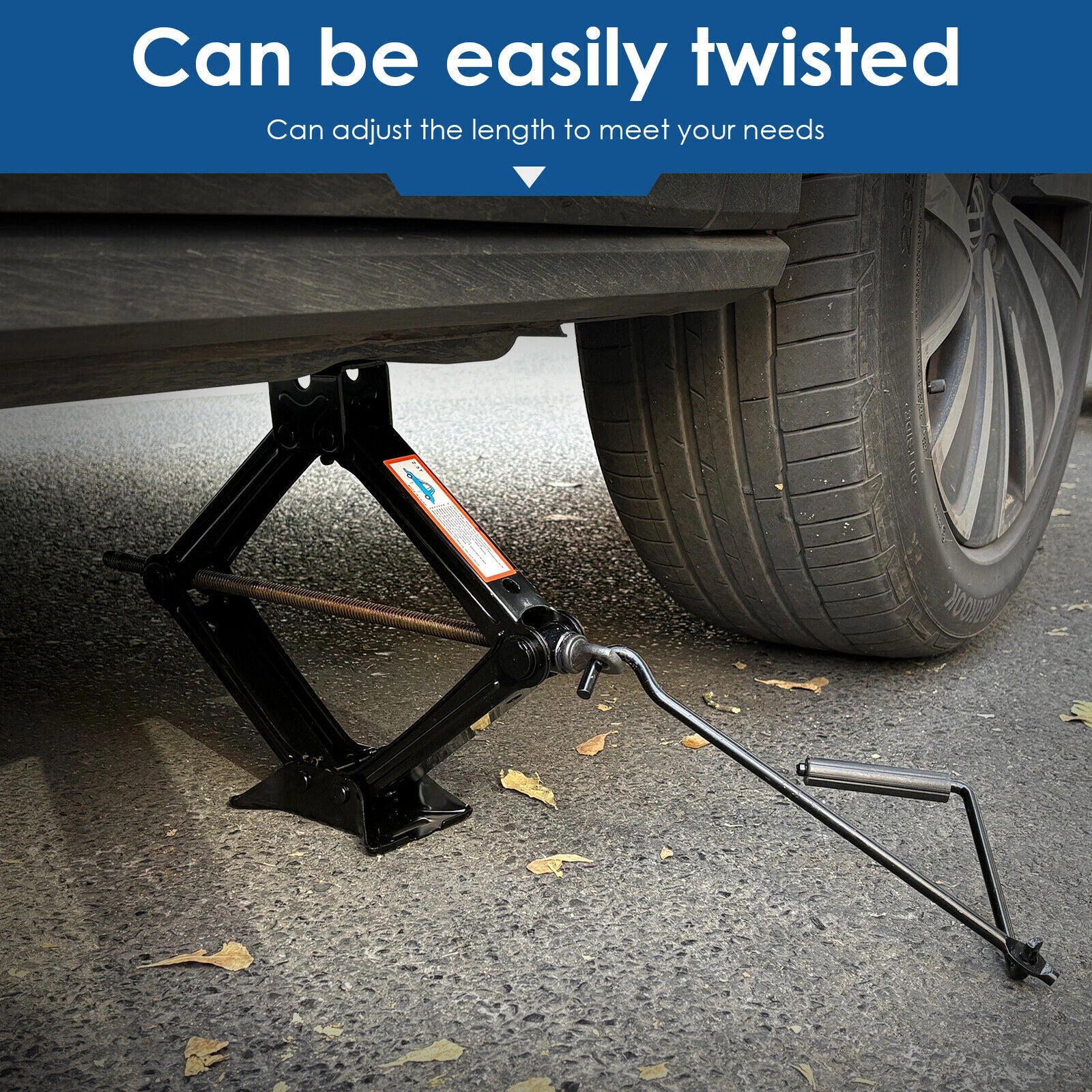 2 TON Scissor Jack Handle Crank Tool Car Van Garage W/Tire Wheel Lug Wrench Jack