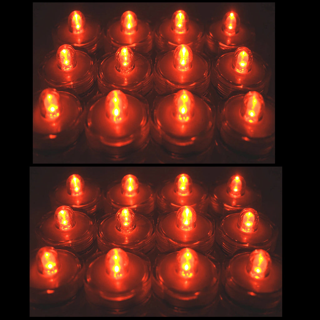 24 pc set ORANGE Jack-O-Lantern Pumpkin LED Battery Tea Light~HALLOWEEN~ FREE SH