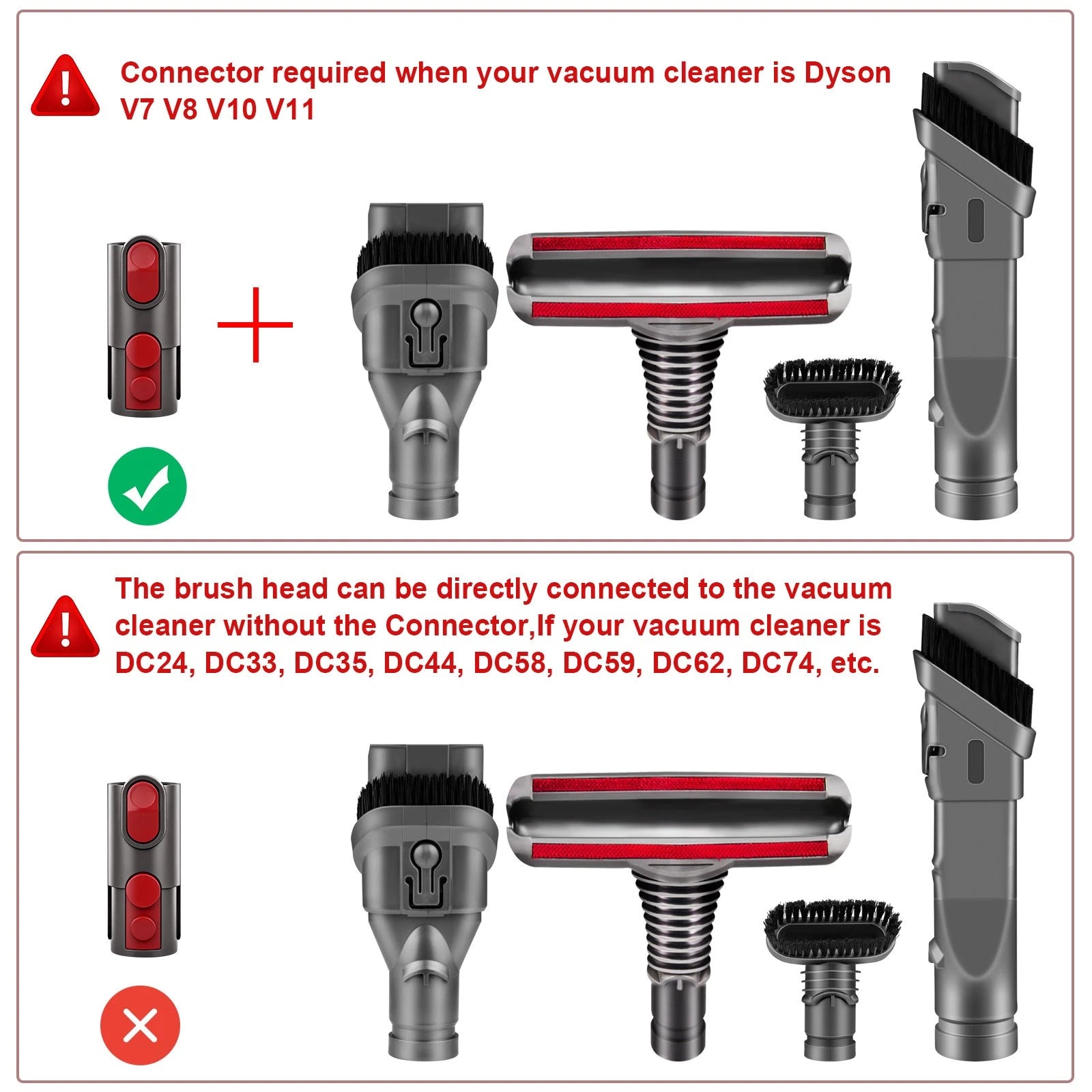 5Pcs Attachment Kit Tools Vacuum For Dyson V6 V8 Absolute Nozzle Brush Tool Set