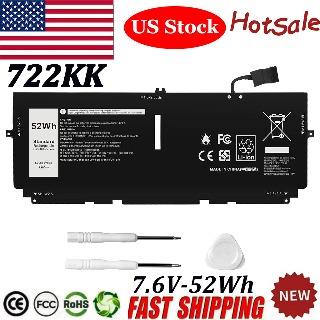 52WH 722KK Laptop Battery For DELL XPS 13 9310 9300 0WN0N0 WN0N0 02XXFW 2XXFW